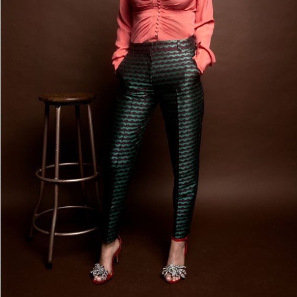 River Island Green Geometric Women's Trousers, Harlequin,Joker, Sz 2